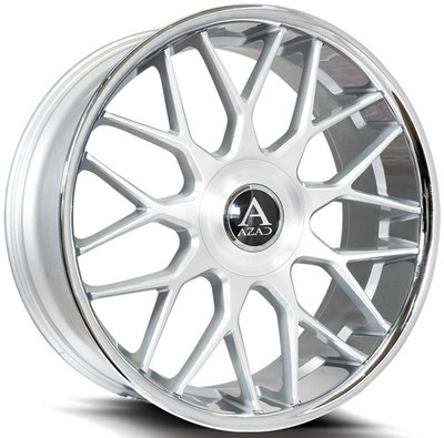 24x9 AZAD AZV02 Brushed Silver w/ Stainless Steel Chrome Lip 5x112 5x120 30mm 24x9 AZAD AZV02 Brushed Silver w/ Stainless Steel Chrome Lip 5x112 5x120 30mm
