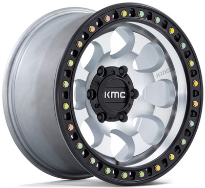 18x9 KMC KM550 Riot SBL Machined w/ Satin Black Lip 6x5.5/139.7 18mm
