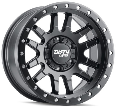 17x9 Dirty Life 9309 Canyon Pro Matte Black w/ Simulated Beadlock Black Ring  5x5/127 -12mm