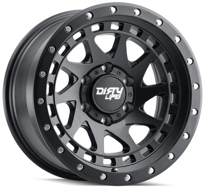 17x9 Dirty Life 9311 Enigma Pro Matte Black w/ Simulated Beadlock Black Ring 6x135 -12mm