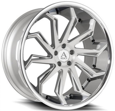 20x9 AZAD AZ1101 Brushed Silver w/ Chrome Stainless Steel Lip 5x112 35mm 20x9 AZAD AZ1101 Brushed Silver w/ Chrome Stainless Steel Lip 5x112 35mm