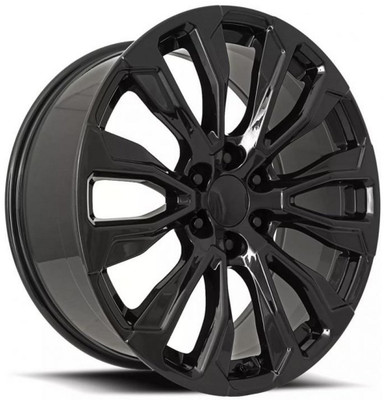 24x10 GMC Denali 12 Spoke Replica Wheel Gloss Black FR203 6x5.5/139.7 31mm 