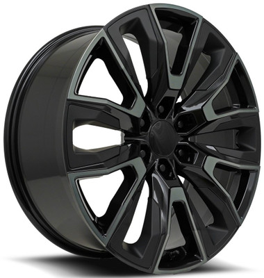 24x10 GM Split 6 Spoke Replica Wheel Gloss Black Machined w/ Dark Clear Satin Black Inserts FR207 6x5.5/139.7 31mm 24x10 GM Split 6 Spoke Replica Wheel Gloss Black Machined w/ Dark Clear Satin Black Inserts FR207 6x5.5/139.7 31mm