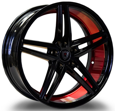 18x8 Marquee M8571 Gloss Black w/ Candy Red Inner 5x120 33mm