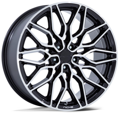 22X10.5 Niche Calabria 5 Gloss Black Machined NC277 5x112 38mm