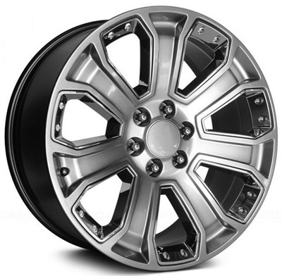 22x9 Performance Replicas PR113 Hyper Silver Dark w/ Chrome Accents 6x5.5/139.7 24mm
