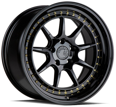 18x8.5 Aodhan DS-X Gloss Black w/ Gold Rivets (Flow Form) 5x100 35mm