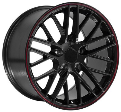 17x9.5 OE Replica Corvette C6 ZR1 CV08 Gloss Black w/ Redline 5x4.75/120.7 54mm