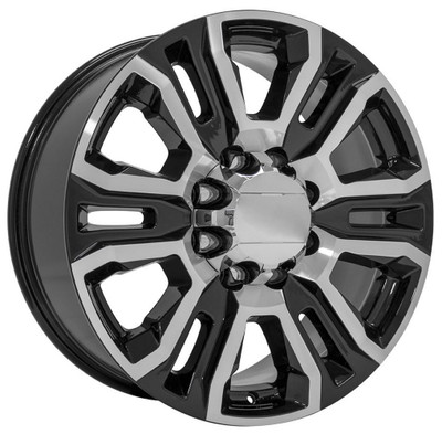 20x8.5 OE Replica GMC Sierra 2500/3500 HD Denali CV70 Gloss Black Machined 8x180 47mm 20x8.5 OE Replica GMC Sierra 2500/3500 HD Denali CV70 Gloss Black Machined 8x180 47mm