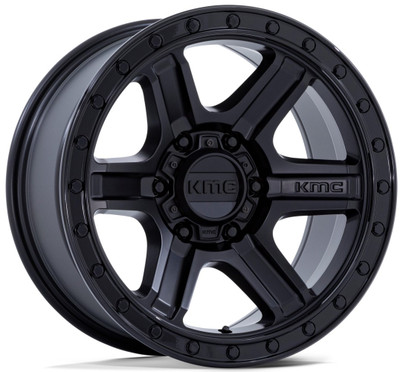 (Clearance - No Returns) 17x8.5 KM551 Outrun Matte Black w/ Gloss Black Lip 5x5/127 -10mm