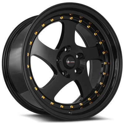 Vors Wheels 18x8 Vors VR2 Glos Black w/ Gold Rivets (CUSTOM 2-3 weeks) 35mm*** 