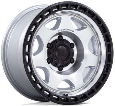 17X8.5 Black Rhino BR018 Voyager Silver Machined w/ Matte Black Lip 6x135 0mm