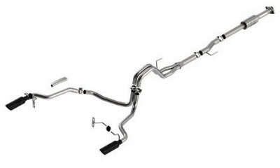 Borla Exhaust Borla F-150 2021 2.7L/3.5L 4dr CC SB EC STB Lari/King R/Plinum/LTD 3/2.25 SRE CB AK BLK CHR Tips 140864BC 