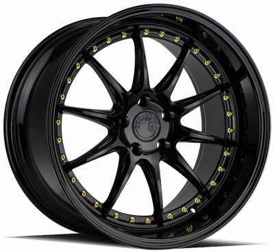 Aodhan Wheels 19x9.5 Aodhan DS07 Gloss Black w/ Gold Rivets 5x4.5/114.3 30mm Aodhan Wheels 19x9.5 Aodhan DS07 Gloss Black w/ Gold Rivets 5x4.5/114.3 30mm