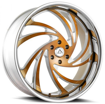 22x9.5 AZAD AZ DRIP Brushed Gold w/ Chrome Stainless Steel Lip 5x115 15mm 22x9.5 AZAD AZ DRIP Brushed Gold w/ Chrome Stainless Steel Lip 5x115 15mm