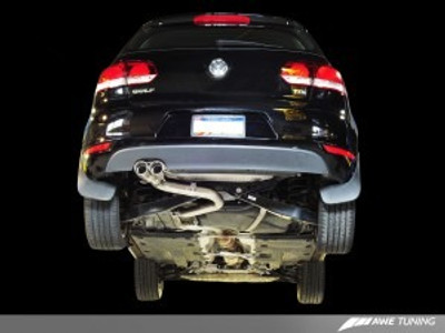 AWE Tuning 11-14 VW Golf TDI (GTI Style) Performance Exhaust - Diamond Black Slash Cut Tips 3015-33036