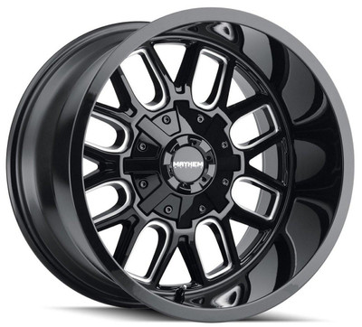 Mayhem Wheels 18x9 Mayhem Cogent 8107B Gloss Black w/ Milled Spokes 8x6.5/165 0mm Mayhem Wheels 18x9 Mayhem Cogent 8107B Gloss Black w/ Milled Spokes 8x6.5/165 0mm