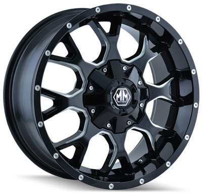 Mayhem Wheels 20x10 Mayhem Warrior 8015M Gloss Black w/ Milled Spokes 8x6.5/165 -25mm 
