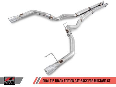 AWE Tuning 15-17 Ford S550 Mustang GT Cat-back Exhaust - Track Edition (Chrome Silver Tips) 3020-32028