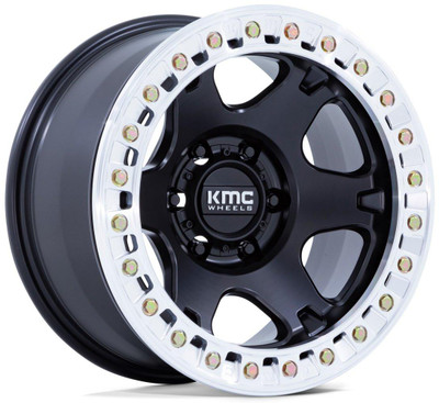 KMC Wheels 20X10 KMC KM238 VI Beadlock Satin Black w/ Machined Lip (True Beadlock) 8x6.5/165 -48mm  KMC Wheels 20X10 KMC KM238 VI Beadlock Satin Black w/ Machined Lip (True Beadlock) 8x6.5/165 -48mm