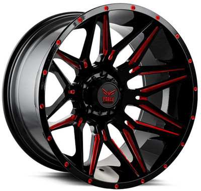 Force Off-Road Wheels 20x12 Force Off-Road F34 Gloss Black w/ Red Milled (* May Require Trimming) 6x5.5/139.7 -44mm* Force Off-Road Wheels 20x12 Force Off-Road F34 Gloss Black w/ Red Milled (* May Require Trimming) 6x5.5/139.7 -44mm*