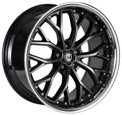 Curva Concepts Wheels 20x9 Curva Concepts CFF76 Gloss Black Machined w/ Dark Tint & Stainless Lip (Flow Forged) (CUSTOM) 