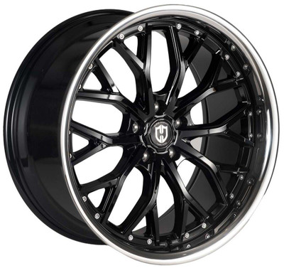 Curva Concepts Wheels 20x10 Curva Concepts CFF76 Gloss Black w/ Stainless Lip (Flow Forged) (CUSTOM) 