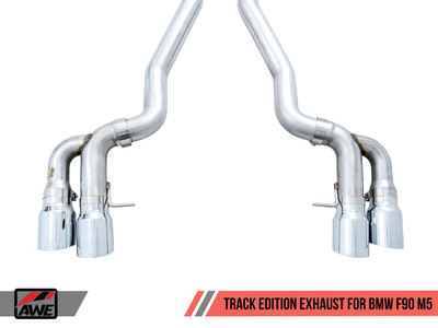 AWE Tuning 18-21 BMW M5 (F90) 4.4T AWD Cat-back Exhaust - Track Edition (Chrome Silver Tips) 3020-42070 AWE Tuning 18-21 BMW M5 (F90) 4.4T AWD Cat-back Exhaust - Track Edition (Chrome Silver Tips) 3020-42070