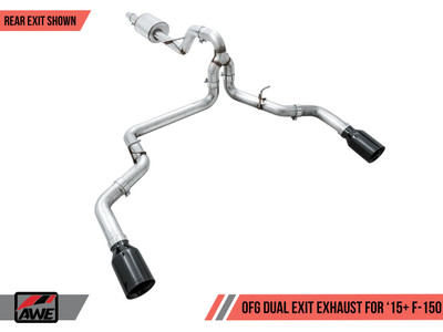 AWE Tuning 15-20 Ford F-150 0FG Dual Exit Performance Exhaust System w/5in Diamond Black Tips 3015-33120