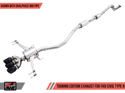 AWE Tuning 17-21 Honda Civic Type R Touring Edition Exhaust w/Front Pipe & Triple Diamond Black Tips 3015-53006
