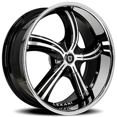 Lexani Wheels 26x10 Lexani Cinco Gloss Black Machined w/ Chrome Stainless Steel Lip w/ Cap (CUSTOM 2-3 weeks) 