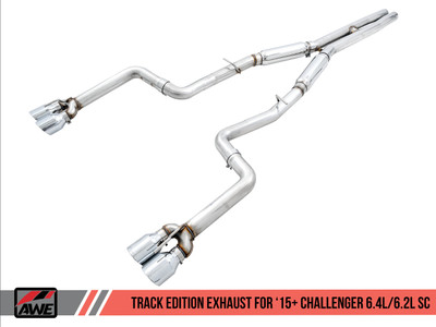 AWE Tuning 15-21 Dodge Challenger 6.4L/6.2L SC Track Edition Exhaust - Quad Chrome Silver Tips 3015-42136 AWE Tuning 15-21 Dodge Challenger 6.4L/6.2L SC Track Edition Exhaust - Quad Chrome Silver Tips 3015-42136