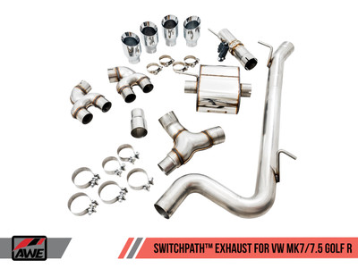 AWE Tuning 18-19 Volkswagen Golf R MK7.5 SwitchPath Exhaust w/Chrome Silver Tips 102mm 3025-42066 AWE Tuning 18-19 Volkswagen Golf R MK7.5 SwitchPath Exhaust w/Chrome Silver Tips 102mm 3025-42066