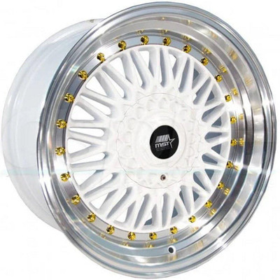 MST Wheels 16x8 MST MT13 White w/ Machined Lip Gold Rivets 5x100 5x4.5/114.3 20mm MST Wheels 16x8 MST MT13 White w/ Machined Lip Gold Rivets 5x100 5x4.5/114.3 20mm