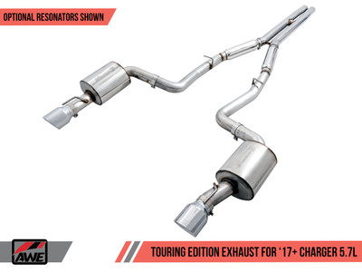 AWE Tuning 17-22 Dodge Charger 5.7L Touring Edition Exhaust - Resonated - Chrome Silver Tips 3015-32122