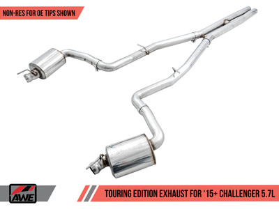 AWE Tuning 17-22 Dodge Challenger 5.7L Touring Edition Exhaust - Non-Resonated - Stock Tips 3020-11030
