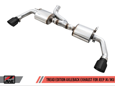 AWE Tuning 12-18 Jeep Wrangler JK/JKU 3.6L Tread Edition Axle-Back Dual Exhaust - Diamond Black Tips 3015-33003 AWE Tuning 12-18 Jeep Wrangler JK/JKU 3.6L Tread Edition Axle-Back Dual Exhaust - Diamond Black Tips 3015-33003