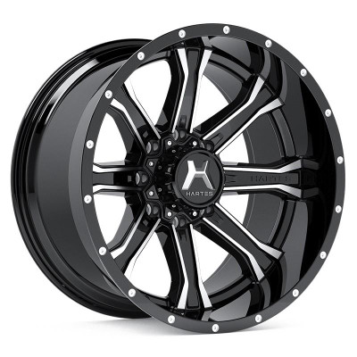 Hartes Metal Wheels 20x9 Hartes Metal Off-Road Strike Gloss Black Machined & Milled Dimple 6x135 6X5.5/139.7 0mm Hartes Metal Wheels 20x9 Hartes Metal Off-Road Strike Gloss Black Machined & Milled Dimple 6x135 6X5.5/139.7 0mm