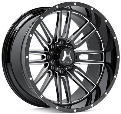 Hartes Metal Wheels 24x12 Hartes Metal Off-Road Whipsaw Gloss Black Milled (* May Require Trimming) 5x4.5/114.3 5x5/127 -44mm 