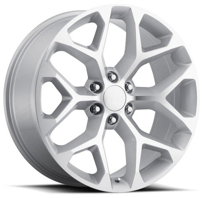 Factory Reproductions Replica Wheels 24x10 Chevrolet Truck Snowflake Replica Wheel Silver Machined Face FR59 6x5.5/139.7 30mm 