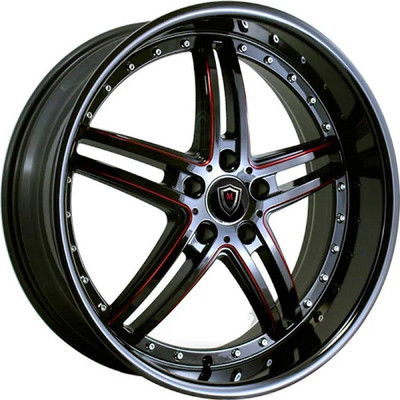 Marquee Wheels (Black Friday Sale) 20x10.5 Marquee M5329 Gloss Black w/ Red Milled 5x120 38mm Marquee Wheels (Black Friday Sale) 20x10.5 Marquee M5329 Gloss Black w/ Red Milled 5x120 38mm