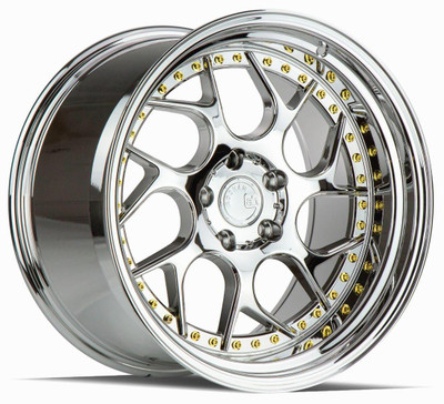 Aodhan Wheels (Black Friday Sale) 18x8.5 Aodhan DS01 Vacuum Chrome w/ Gold Rivets 5x100 35mm  Aodhan Wheels (Black Friday Sale) 18x8.5 Aodhan DS01 Vacuum Chrome w/ Gold Rivets 5x100 35mm