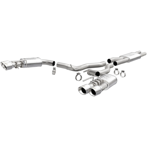 MagnaFlow 18-21 Ford Mustang GT 5.0L Street Dual Exit Polished 4in Tips Cat Back Performance Exhaust System 19370