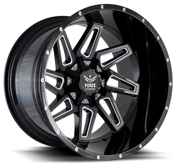 20x10 Force Off-Road F02 Black Milled 5x5/127 5x5.5/139.7 -12mm