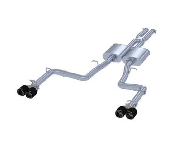 MBRP 2015+ Dodge Challenger 3.6L SS 2.5in Quad Tip Split Rear Exit w/ Carbon Fiber Tips - T304 S71113CF