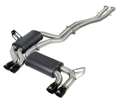 aFe MACH ForceXP 2.5 IN 304 Stainless Steel Cat-Back Exhaust System w/ Black Tips 01-06 BMW M3 (E46) 49-36344-B
