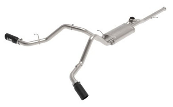 aFe Gemini XV 3in 304 SS Cat-Back Exhaust w/ Cutout 14-19 GM Trucks 4.3L/5.3L w/ Black Tips 49-34132-B