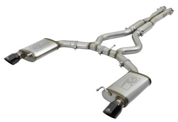 aFe MACHForce XP 3in 304 SS Loud Tone Cat-Back w/ Black Tips 15-17 Ford Mustang V6-3.7L/V8-5.0L 49-33087-B
