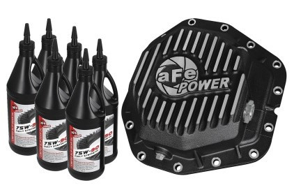 aFe Power Rear Diff Cover Black w/Machined Fins 17-19 Ford 6.7L (td) Dana M300-14 (Dually) w/ Oil 46-70382-WL