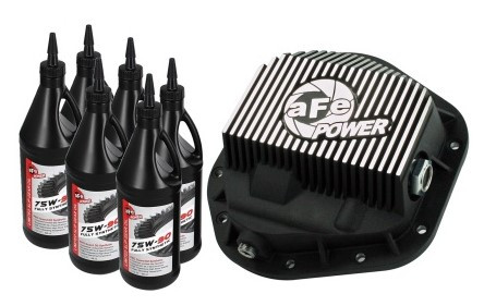 aFe Power Front Diff Cover w/ 75W-90 Gear Oil 5/94-12 Ford Diesel Trucks V8 7.3/6.0/6.4/6.7L (td) 46-70082-WL